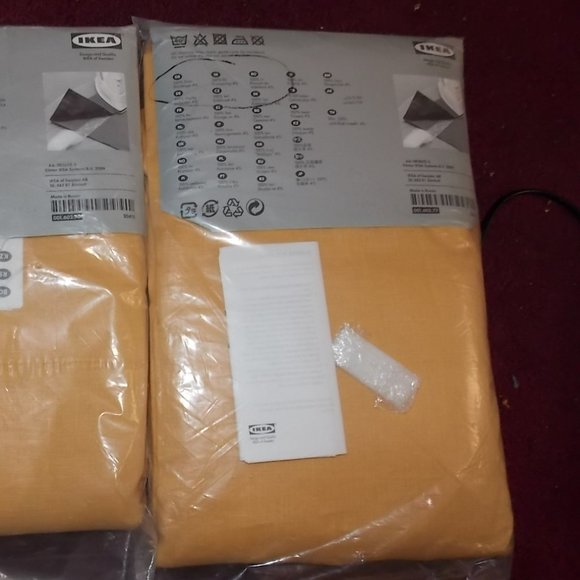 NEW IKEA AINA 2 Golden Yellow 57" x 98" 100% Linen Curtain Panels DISCONTINUED - Picture 3 of 9